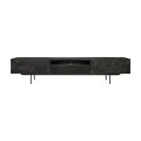 Varnished Teak Graphic Black Tv Unit Two Drawer